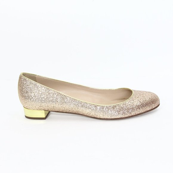 J Crew Janey Glitter Ballet Flats sz 9 NEW Gold - Picture 1 of 8